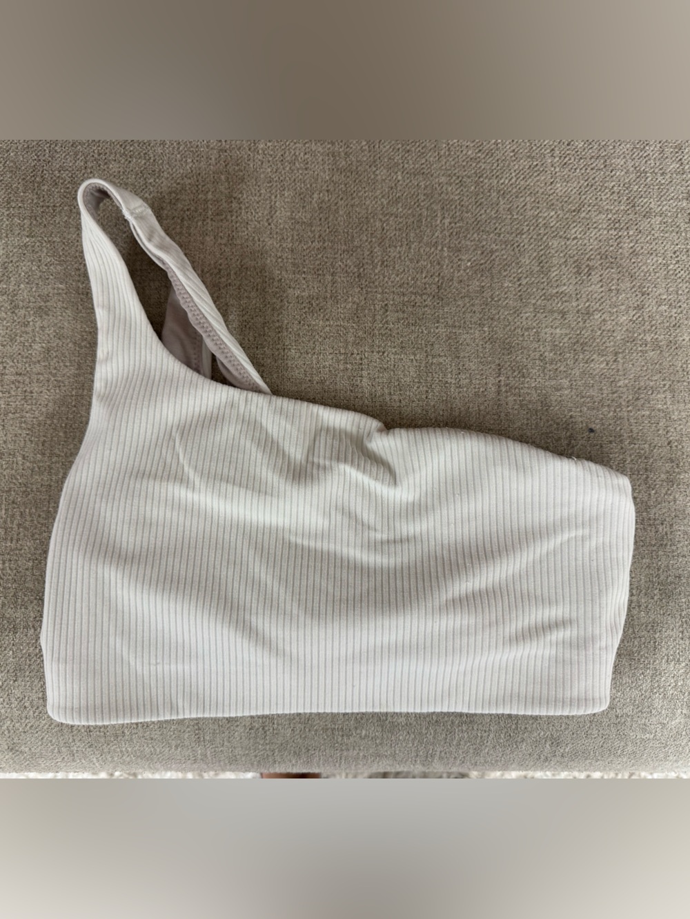 Lululemon Asymmetric One-Shoulder Ribbed Crop Top in Cream size xxs